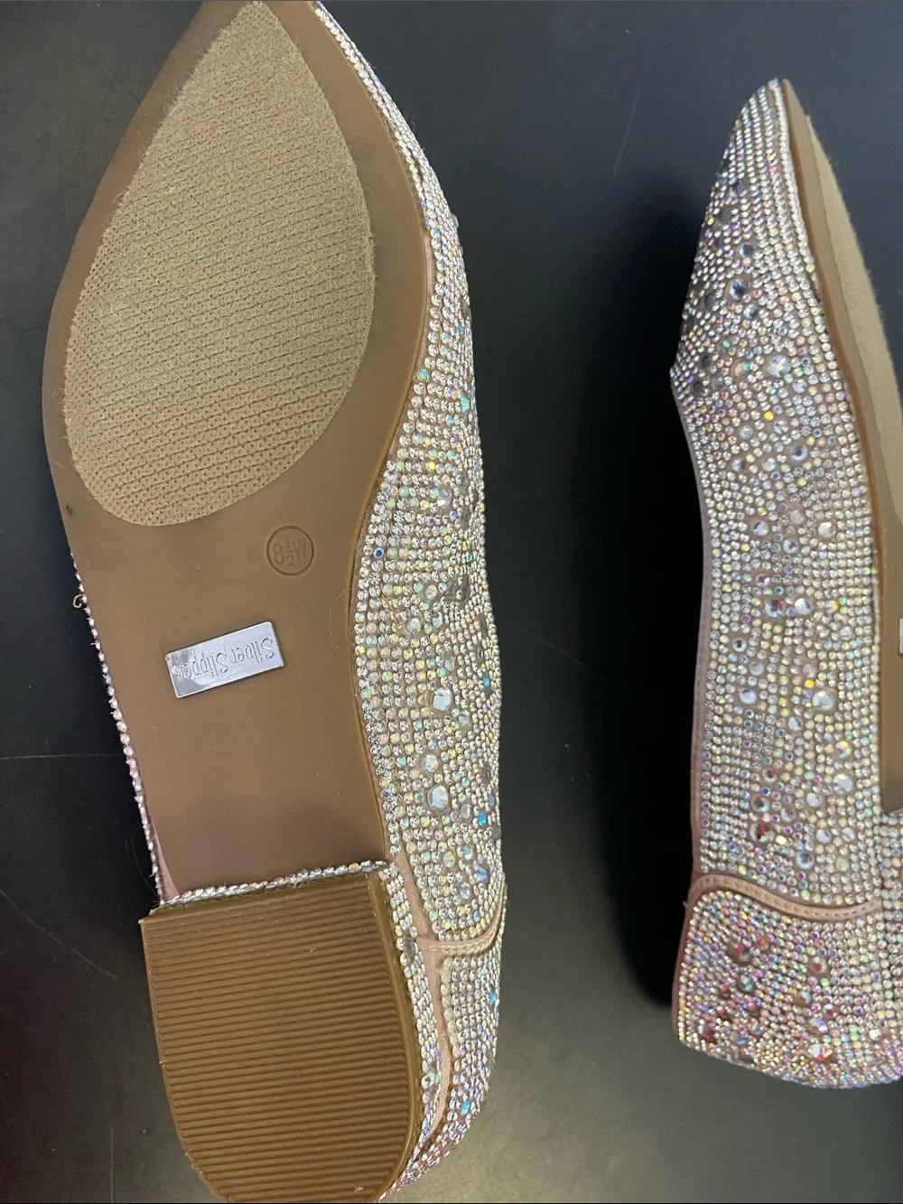 Silver Splendor Rhinestone Pointed Flats in Blush
